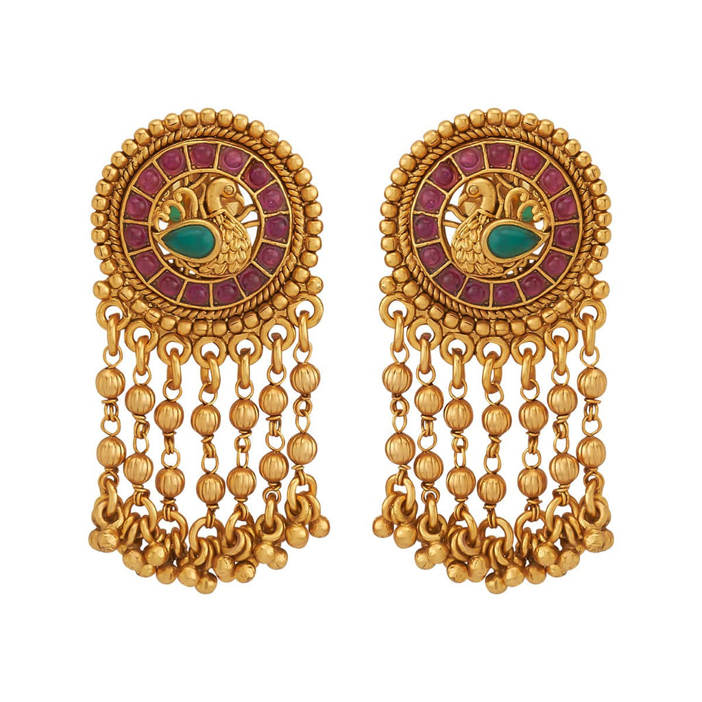 22k yellow gold fabulous handmade filigree work vintage style stud earrings  elegant wedding hallmarked jewelry from rajasthan Indian er132 | TRIBAL  ORNAMENTS
